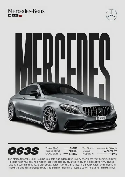 متال پوستر طرح ماشین Mercedes Benz کد L1953