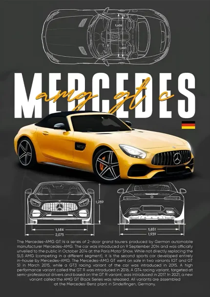 متال پوستر طرح ماشین Mercedes Benz کد L1954