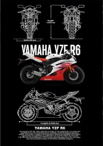 متال پوستر موتور طرح Yamaha YZF R6 کد L1970