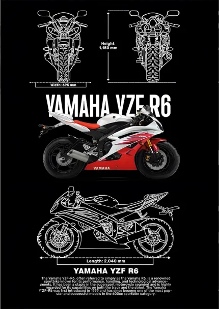 متال پوستر موتور طرح Yamaha YZF R6 کد L1970