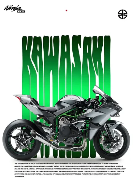 متال پوستر موتور طرح Kawasaki Ninja H2R کد L1971