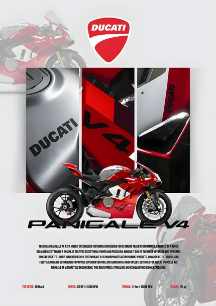 متال پوستر موتور طرح Ducati Parigale V4 کد L1978