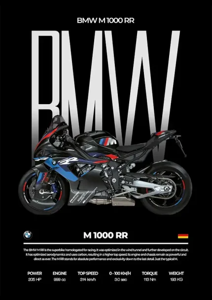متال پوستر موتور طرح BMW M1000RR کد L1989