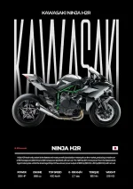 متال پوستر موتور طرح Kawasaki Ninja H2R کد L1991