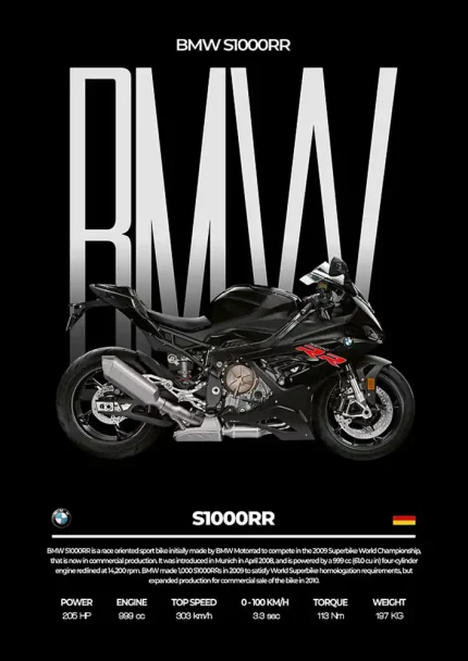 متال پوستر موتور طرح BMW S1000RR کد L1995