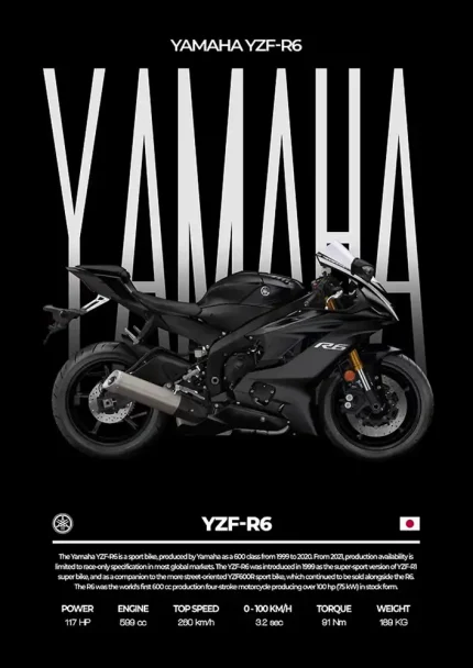 متال پوستر موتور طرح YAMAHA YZF-R6 کد L1996