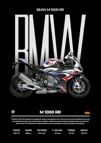 متال پوستر موتور طرح BMW M1000RR کد L1998