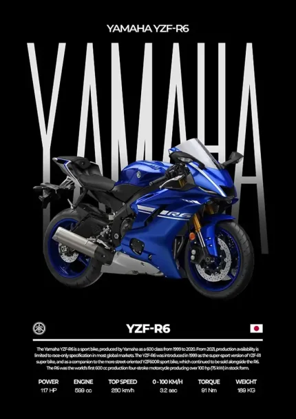 متال پوستر موتور طرح YAMAHA YZF-R6 کد L2000