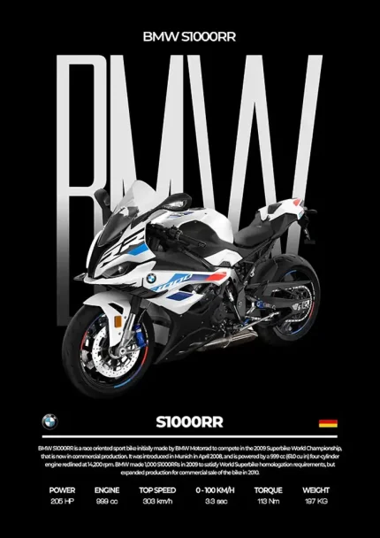 متال پوستر موتور طرح BMW S1000RR کد L2003