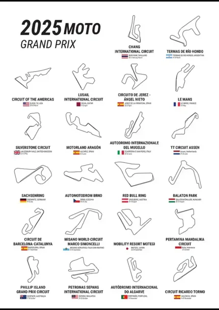 متال پوستر طرح مسیرهای مسابقات Moto Grand Prix کد L2011