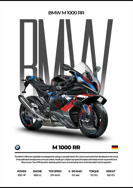 متال پوستر موتور طرح BMW M1000RR کد L2017