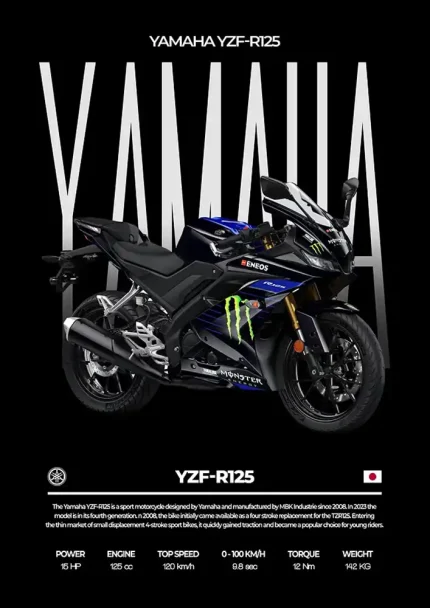 متال پوستر موتور طرح YAMAHA YZF-R125 کد L2026