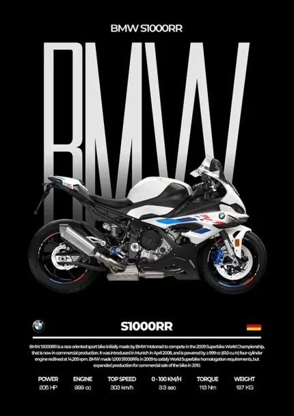 متال پوستر موتور طرح BMW S1000RR کد L2041