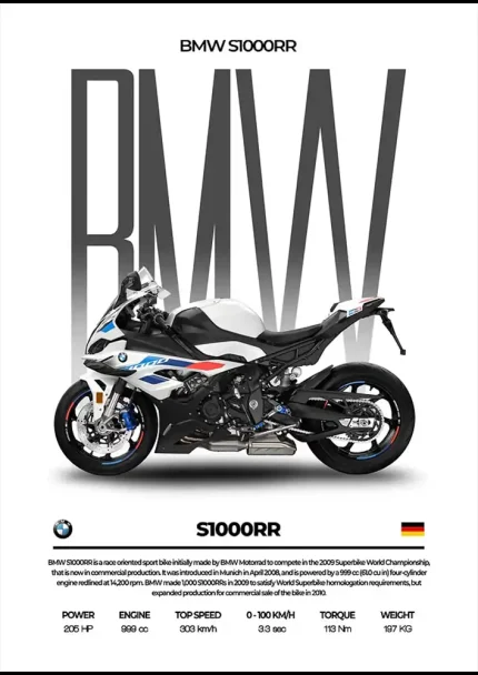 متال پوستر موتور طرح BMW S1000RR کد L2044