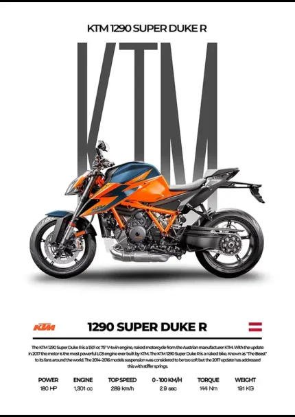 متال پوستر موتور طرح KTM 1290 Super Duke R کد L2068