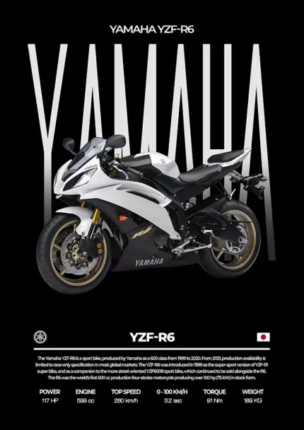 متال پوستر موتور طرح YAMAHA YZF-R6 کد L2072