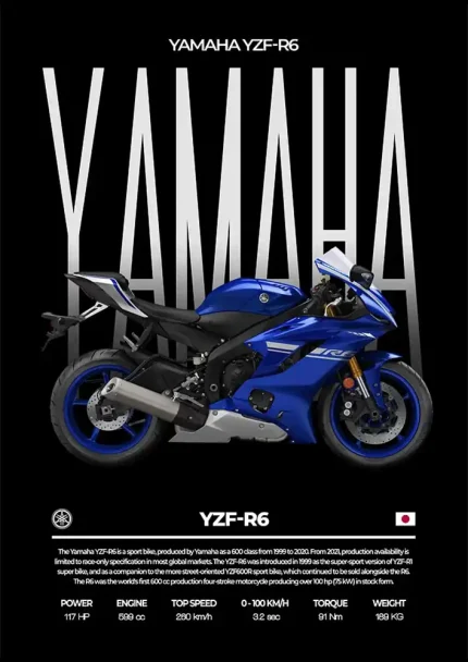 متال پوستر موتور طرح YAMAHA YZF-R6 کد L2073