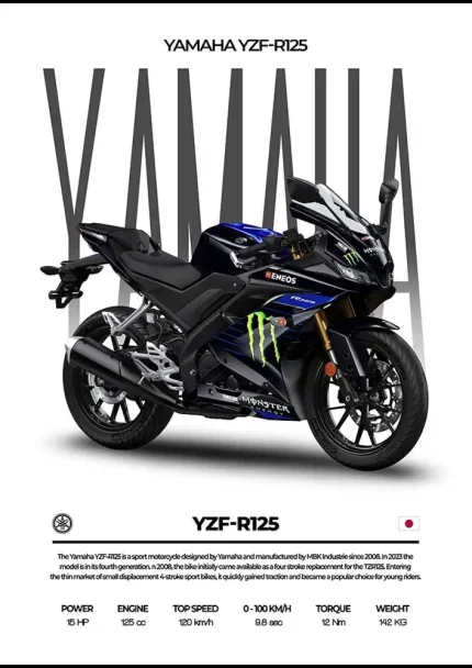 متال پوستر موتور طرح YAMAHA YZF-R125 کد L2074