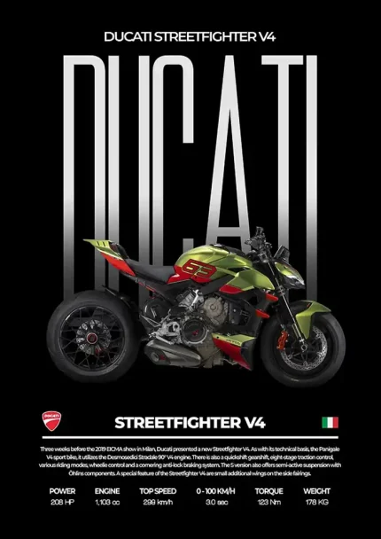متال پوستر موتور طرح Ducati Streetfighter V4 کد L2108