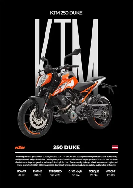 متال پوستر موتور طرح KTM 250 Duke کد L2117