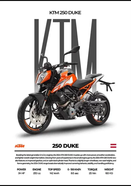متال پوستر موتور طرح KTM 250 Duke کد L2120