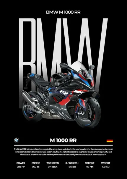 متال پوستر موتور طرح BMW M1000RR کد L2122