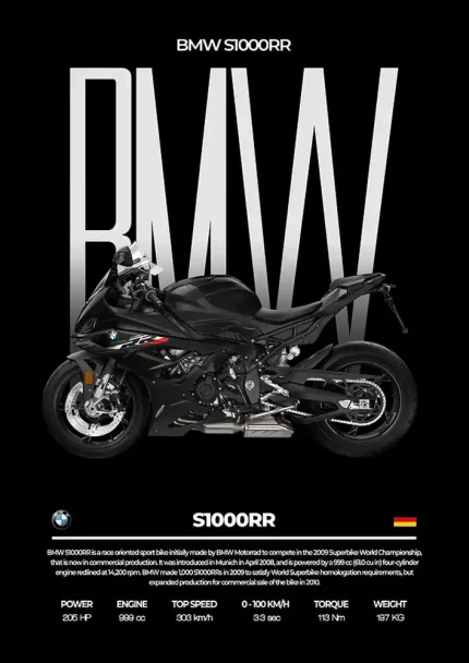 متال پوستر موتور طرح BMW S1000RR کد L2129