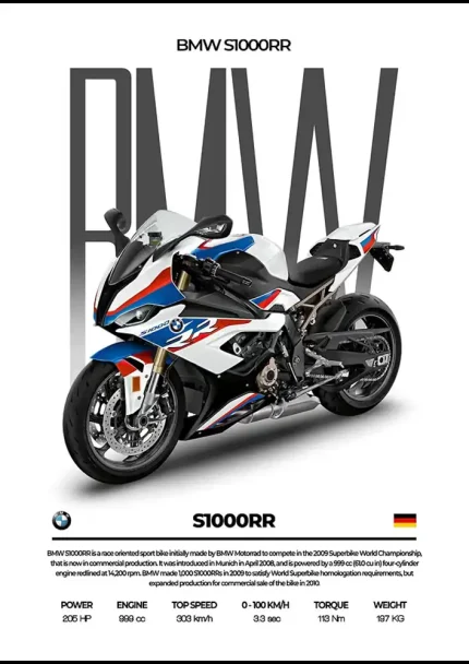متال پوستر موتور طرح BMW S1000RR کد L2136