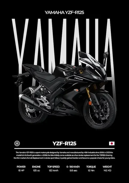 متال پوستر موتور طرح YAMAHA YZF-R125 کد L2156