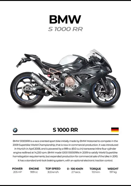 متال پوستر موتور طرح BMW S1000RR کد L2196