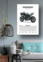 متال پوستر موتور طرح Kawasaki Ninja H2R کد L2199 - Image 2