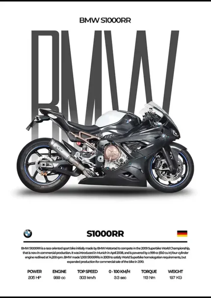 متال پوستر موتور طرح BMW S1000RR کد L2217