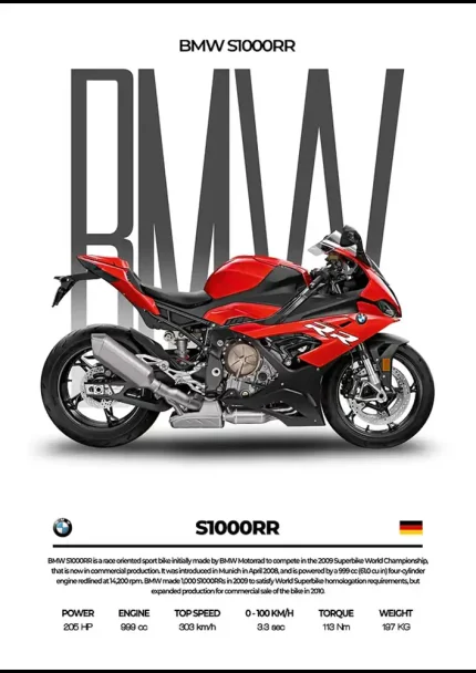 متال پوستر موتور طرح BMW S1000RR کد L2219