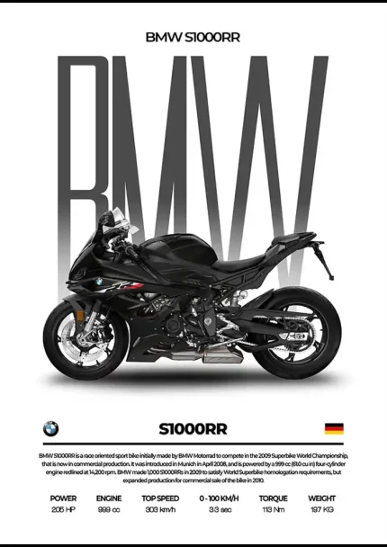 متال پوستر موتور طرح BMW S1000RR کد L2221