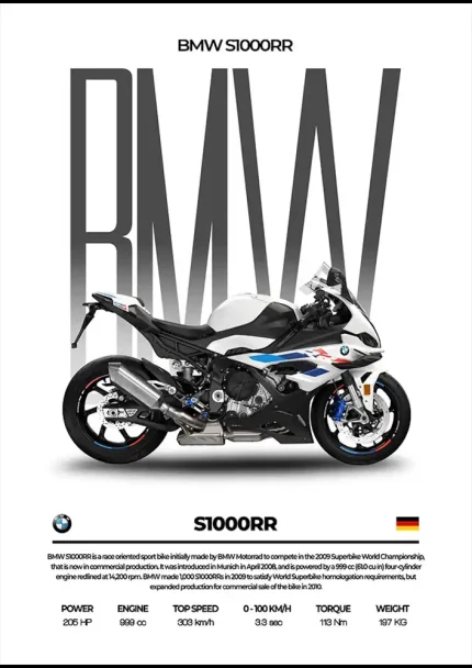 متال پوستر موتور طرح BMW S1000RR کد L2222