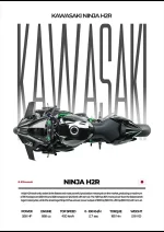 متال پوستر موتور طرح Kawasaki Ninja H2R کد L2226