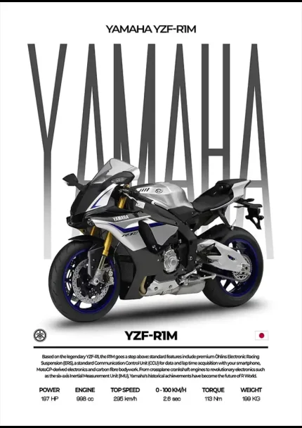 متال پوستر موتور طرح YAMAHA YZF-R1M کد L2245