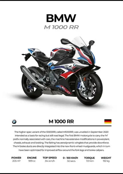 متال پوستر موتور طرح BMW M1000RR کد L2266