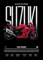 متال پوستر موتور طرح Suzuki GSX-R1000R کد L2271