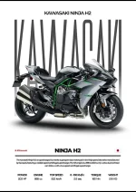 متال پوستر موتور طرح Kawasaki Ninja H2 کد L2278