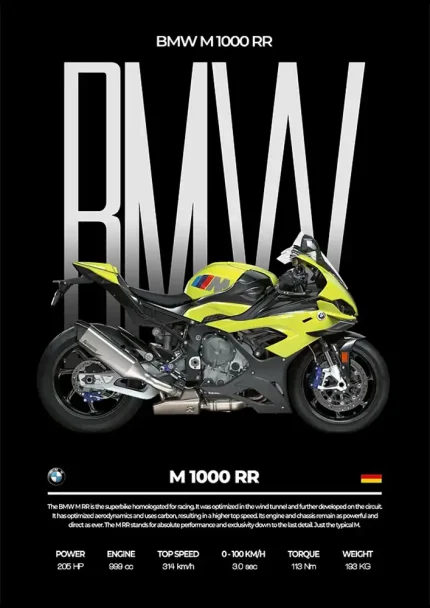 متال پوستر موتور طرح BMW M1000RR کد L2286