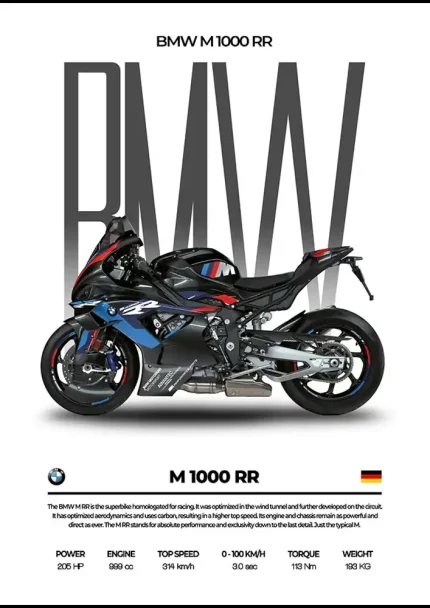 متال پوستر موتور طرح BMW M1000RR کد L2292