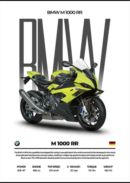 متال پوستر موتور طرح BMW M1000RR کد L2294