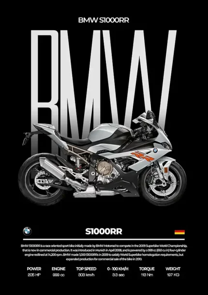 متال پوستر موتور طرح BMW M1000RR کد L2297