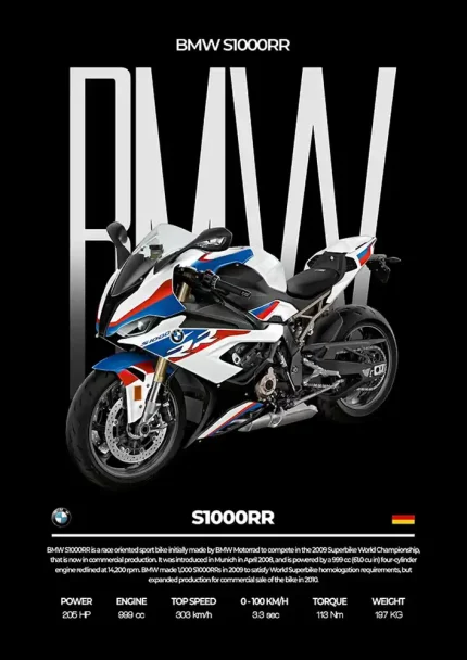 متال پوستر موتور طرح BMW S1000RR کد L2298