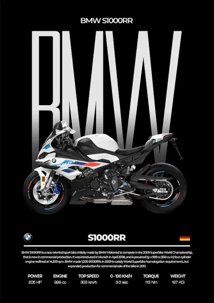 متال پوستر موتور طرح BMW S1000RR کد L2299
